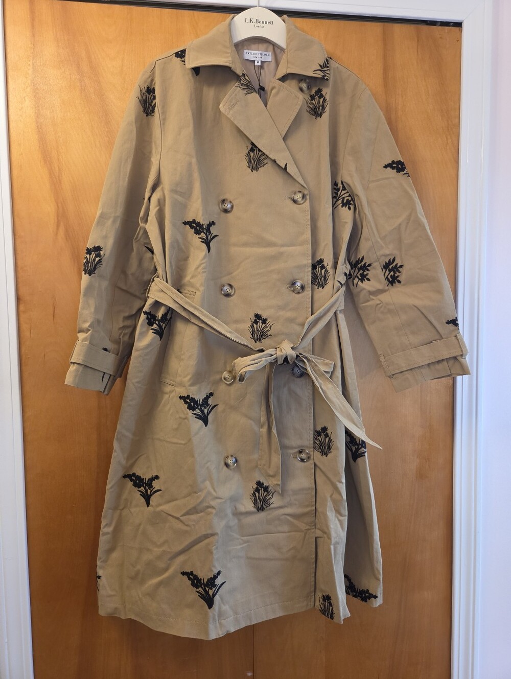 Taylor Tillman Women's Lilian Jacket Cotton Floral Embroidery Trench M $315 NWT